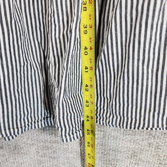 Dylan Railroad Stripe Sun Dress A-Line Midi Womens M Black White Ruffled - Picture 5 of 10